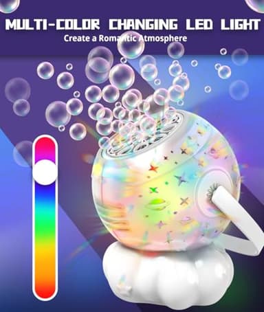 Rechargeable Bubble Machine, Bubble Maker for Kids with Colorful LED Light, Make Large Bubbles, 600mL Capacity - Outdoor Party Birthday Halloween Toys Gifts for Toddlers Ages 3+ Boys Girls - Image 3