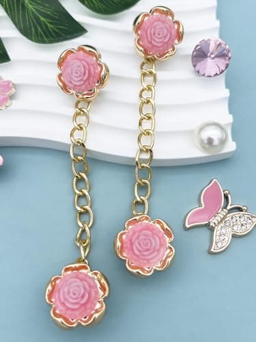 24pcs Plastic Bling Shoe Charms Set –Pearl, Butterfly, Flower & Chain Decorations for Clogs & Sandals – Cute Accessories for Women & Girls Gift - Image 6