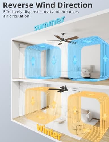 Ceiling Fans with Lights and Remote, 52 Inch Modern Ceiling Fan with Light, Downrod & Flush Mount, Quiet DC Motor, Dual Finish 5 Blades Ceiling Fan for Bedroom Living Room Farmhouse Indoor - Image 5