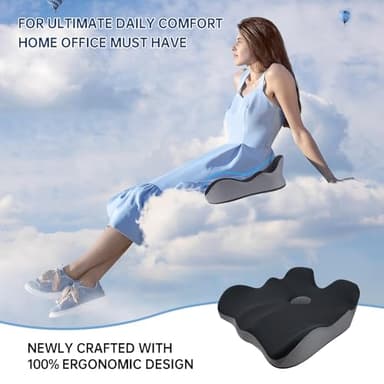 lefarfadet Seat Cushion, X-Large Memory Foam Office Chair Cushion, for Pressure Relief Sciatica & Pain Relief for Long Sitting Hours on Office/Home Chair, Car, Wheelchair - Image 3