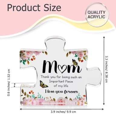 VELENTI Gifts for Mom - Cute Engraved Acrylic Block Puzzles Piece - Adorable Mom Gift from Son, Daughter - Fun Christmas, Mothers Day, Birthday Gift Idea for Mom - Fancy Decoration Piece for Home - Image 3