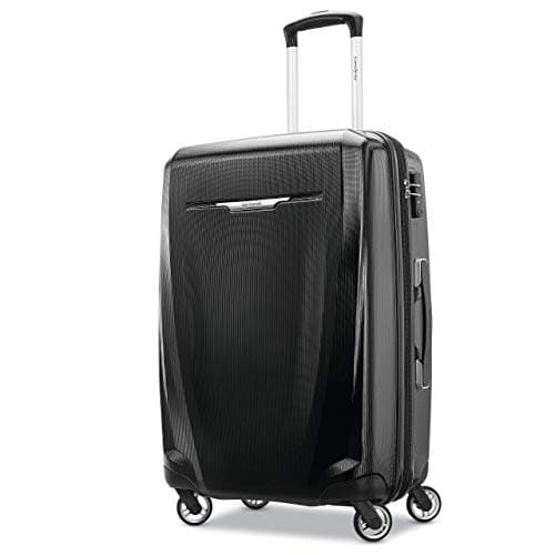Samsonite Winfield 3 DLX Hardside Expandable Luggage with Spinners, Black, Checked-Medium 25-Inch - Image 1