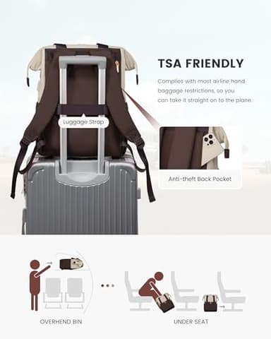 LOVEVOOK Laptop Backpack for Women, 15.6 Inch Work Laptop Bag with USB Port, Fashion Teacher Nurse Backpack Purse, Waterproof Travel Computer Backpack with Organizer Bag, 2PCS, Apricot-Coffee - Image 5