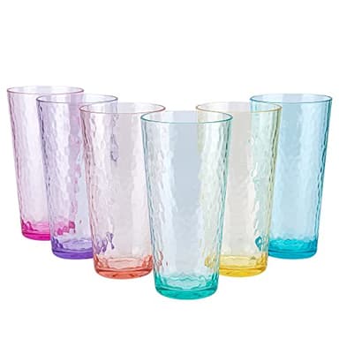 KX-WARE 26-ounce Acrylic Highball Glasses Plastic Tumbler Larger Drinking Glasses, set of 6 Multicolor - Image 1