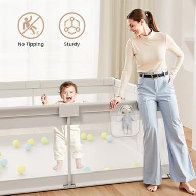 ZEEBABA Extra Large Baby Playpen - 69×59in Playpen for Babies and Toddlers, Play Pen with Gate, Play Yard Baby Fence Play Area Zone Indoor, Sturdy Kids Play Pin - Image 3