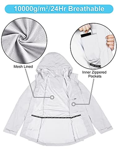 33,000ft Packable Rain Jacket Women Lightweight Waterproof Raincoat with Hood Cycling Bike Jacket Windbreaker - Image 3