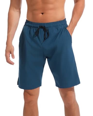 difficort Mens Swim Trunks Quick Dry Bathing Suit 9 inch Inseam Board Shorts with Compression Liner and Zipper Pocket,Dark Blue,X-Large - Image 4