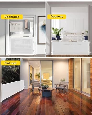 118 Inch Extra Wide Retractable Baby Gate,Mesh Large Baby Gate or Mesh Pet Dog Gate, Opening Wide Extra Long Child Safety Gate for Indoor Baby Fence, Outdoor, Stairs, Deck (White) - Image 6