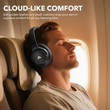 1Mii Y8+ Noise Cancelling Headphones Bluetooth, Wireless LDAC Hi-Res Audio, Custom EQ via App, 75H Playtime, Comfort Fit, Over Ear Headphones Foldable for Airplane Travel Home Office Black - Image 5