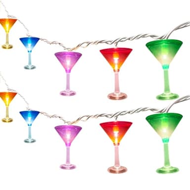 Bokoiuu 8.5FT Bar Decor Cocktai String Lights, Multicolor Cocktail Lights with 14 3D LED Cocktail Lights, Party Cocktail String Lights for Indoor Outdoor Birthday Wedding Decorations, White Wire - Image 1