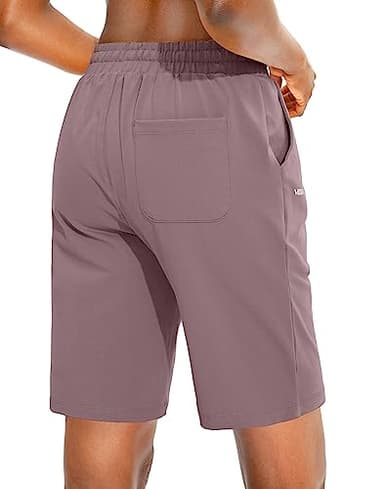 Viodia Women's Bermuda 10" Long Shorts with Pockets Cotton Sweat Lounge Shorts for Women Jersey Athletic Knee Length Shorts for Summer - Image 3