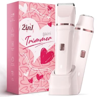 Bikini Trimmer for Women - Painless Electric Razors for Silk Skin,Cordless Body Shaver for Trip,Replaceable Lady Facial Razor, IPX7 Waterproof&Easy Cleaning, Ceramic Blade, USB Charge Dock Pink - Image 9