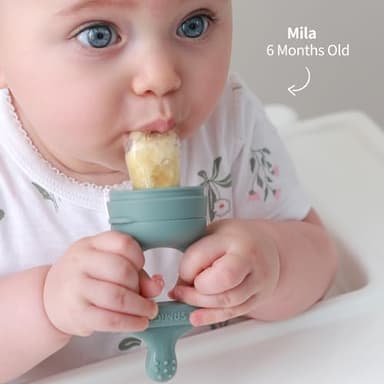 SAMiGO Baby Food Fruit Feeder and Breastmilk Popsicle Mold Set, Silicone Fruit Teether, Food Feeder Pacifier for Teething Relief, Freezer Tray, Baby Feeding Essentials, 4 Months+ - Image 5