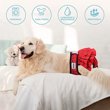 Avont 3 Pack Washable Female Dog Diapers, Reusable Period Diapers Cover for Girl Doggies Heat Cycle, Incontinence -Red/Blue/White(XL) - Image 3