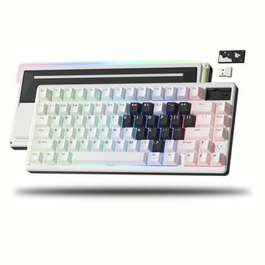 Womier 75% Keyboard Wireless, Creamy Mechanical Keyboard Gaming QMK/VIA, CNC Aluminum with 8000mAh Battery, Tri-Mode Key Board Custom Hot Swappable RGB Backlit for Windows/Mac/PC (SK71 PRO-White) - Image 1
