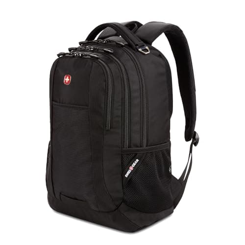 SwissGear 5505 Cecil 16” Laptop Backpack Black – Daily Laptop Bag with Gear Attachment Options – Multiple Organizer Pockets & Padded Shoulder Straps - Image 1