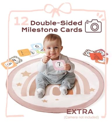 Baby Play Gym Mat, Tummy Time Activity Mat with 7 Detachable Toys and 12 Milestone Cards for Stage-Based Sensory and Motor Skill Development, Washable Play Mats for Infant, Newborn Baby Essentials - Image 6