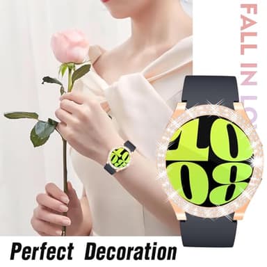 HAJSLU Bling Case Compatible with Samsung Galaxy Watch 6 40mm 44mm Sparkling Double Row Diamonds Flexible TPU Built-in HD Screen Protector Anti Scratch Bumper Cover for Women girls(Rose Gold,44mm - Image 2