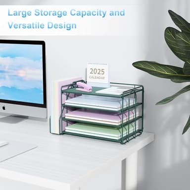 Spacrea Paper Organizer, Desk Organizers and Accessories for Desk with File organizer, Desk Accessories & Workspace Organizers for Catalog & Reference Racks (Dark Green) - Image 7