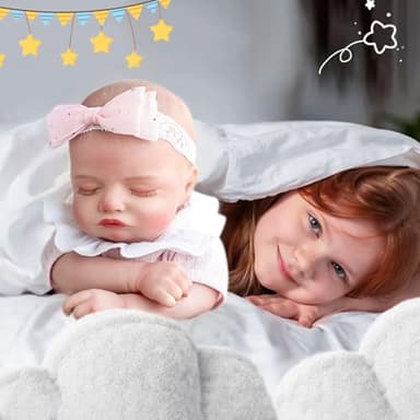 Jirachi Lifelike Reborn Baby Dolls, 18-Inch Sleeping Real Life Soft Cloth Body Neweborn Baby Girl, Realistic Reborn Babies with Feeding Set for Kids Age 3+ - Image 6