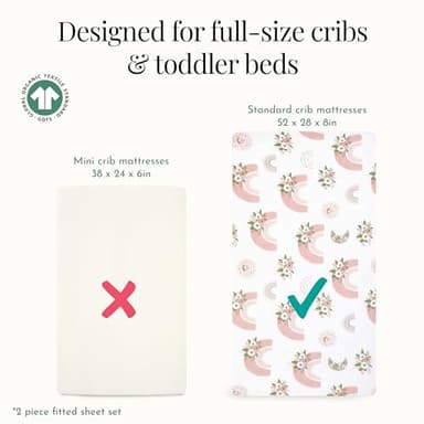 Evolur Rain Boho Light 2 Pack Crib Sheet, Fitted Crib Sheet for Standard Crib and Toddler Mattress, Soft and Breathable Crib Mattress Sheet - Image 4