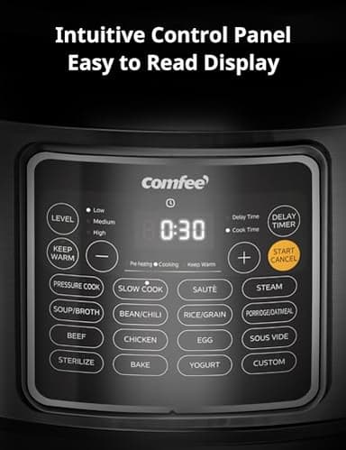 COMFEE’ Pressure Cooker 8 Quart with 16 Cooking Functions, Olla de Presion Non-Stick Pot Yogurt Maker Rice Cooker Slow Cooker Sauté Steamer, Healthy Ceramic Inner Pot - Image 7