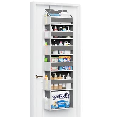 GGUO Over The Door Organizer Hanging - 6 Shelf Over Door Organizers with 6 Clear Front & 12 Side Pockets - Swing-proof 50LB Load Behind Door Storage for Closet Bedroom Bathroom Nursery Baby Essentials - Image 8