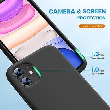 Miracase Designed for iPhone 11 Phone Case, with Screen Protector, Liquid Silicone Gel Rubber Full Body Drop Protection Shockproof Cover Phone Case for iPhone 11 6.1 inch, Black - Image 6