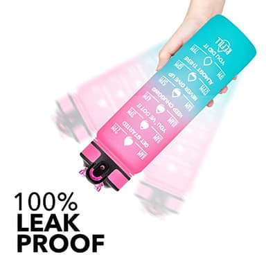 Hyeta 32 oz Water Bottles with Times to Drink and Straw, Motivational Water Bottle with Time Marker, Leakproof, Drinking Sports Water Bottle for Fitness, Gym and Outdoor - Image 3