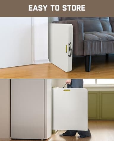 FanttikOutdoor 4ft Portable Folding Table, One-Handed Height Adjustment, 4 Heights, Gravity Lock, Carry Handle, Indoor Outdoor Heavy Duty Fold-in-Half Utility Table, Party, 1 Pack, White Zeta X4 Pro - Image 6