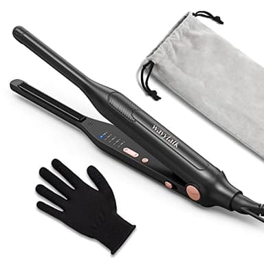 Wavytalk 3/10" Small Flat Iron, Pencil Flat Iron for Short Hair, Pixie Cut and Bangs, Curling Iron for Short Hair, Mini Hair Straightener for Edges with Anti-Pinch Design, Tiny Hair Straightener - Image 1