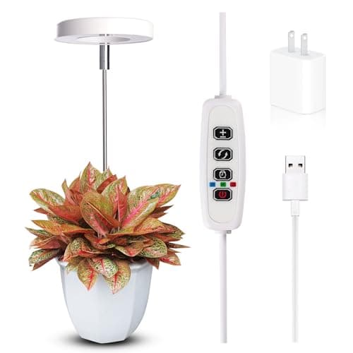 Grow Lights for Indoor Plants Small Potted - Full Spectrum, Auto 3/9/12H Timer, 10-Level Dimming & Adjustable Height - Compact Grow Light for Succulents, Herbs, Foliage in Home/Office (White,1PACK) - Image 1