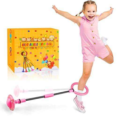 Chridark Ankle Skip Ball for Kids - Foldable Flash Wheel Skip Ball, Outside Game Toys for Kids & Adults, Gift for Boys & Girls Age 5 6 7 8 9 10 Years Old, Pink - Image 1