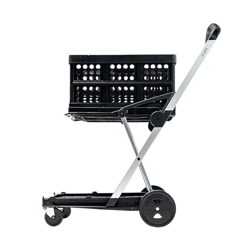 CLAX® The Original | Made in Germany | Multi use Functional Collapsible carts | Mobile Folding Trolley | Shopping cart with Storage Crate (Black) - Image 1