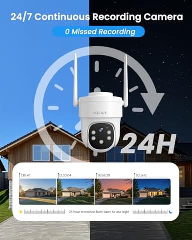 VIZIUUY AOV Security Camera, 24H Continuous Recording Security Cameras Wireless Outdoor, WiFi 6, 2K Solar-Powered Cameras for Home Security, 360° PTZ, Auto Tracking, 512G Local Storage(Not Include) - Image 3