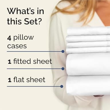 King 6 Piece Sheet Set - Comfy Breathable & Cooling - Ultra Soft Hotel Luxury Bedding Set with 8-16 Inch Deep Pockets - 1 Flat & 1 Fitted Sheet & 4 Pillowcases - Cozy, Wrinkle Free & Easy Care - White - Image 4