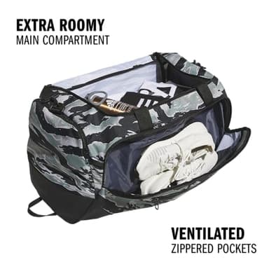 adidas Defender 5.0 Duffel Bag – Durable for Sports, Gym & Travel, Essential Camo Silver Green-Black/Black, Medium (59L) - Image 2