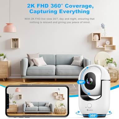2K Indoor Camera, 5/2.4 GHz WiFi Pan/Tilt Security Camera with AI Motion Detection, One-Click, Wired Baby/Pet Camera with 2-Way Audio, 24/7, Siren Alarm, TF/Cloud Storage - 4 Pack - Image 4