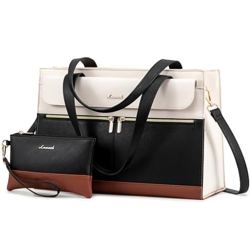 LOVEVOOK Laptop Tote Bag for Women, 15.6 Inch Faux Leather Computer Bags Waterproof Business Office Work Bag Briefcase Large Women Shoulder Bag - Image 1