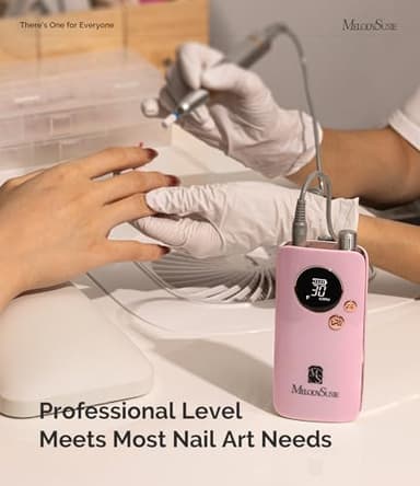 MelodySusie Portable Nail Drill 30000 RPM,Professional Rechargeable Electric Nail File,SC320F Cordless Nail E File for Acrylic Nails Gel Polishing Removing,Efile Nail Kit for Manicure Salon Home,Pink - Image 6