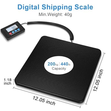Fuzion Shipping Scale, 440LB x 10g High Accuracy Postal Scale, Hold/Tare Function, Digital Shipping Postal Scale for Packages, Postage, Luggage, Mailing, Battery & AC Adapter Included - Image 2
