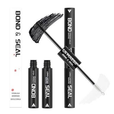 LA MAESII Lash Cluster Glue,Lash Bond and Seal Waterproof,Bond & Seal Lash Glue for Eyelash Cluster,Black Long-Lasting 72H Latex Free(10ml) - Image 1