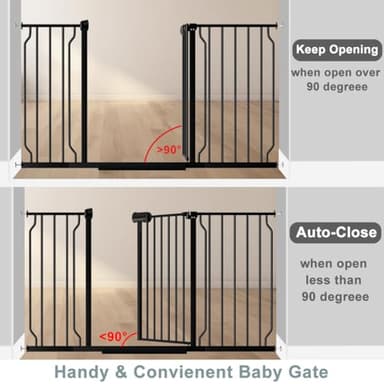 Fairy Baby Extra Wide Baby Gate 48-53 Inch Wide, Walk Through Pressure Mounted No Drill, Long and Large Tension Gate for Pet and Kids, Black - Image 4