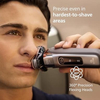 Philips Norelco Shaver i9000, Wet & Dry Electric Shaver, Dark Slate, SenseIQ Technology, Triple Lift & Cut System, 360 Rotating Dual SteelPrecision Precision Blades, Quick Clean Pod, X9002/82 - Image 4