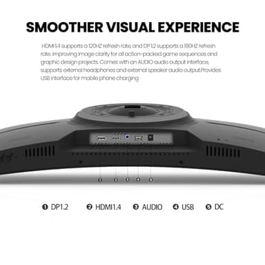 CRUA 27" Curved Gaming Monitor, 180Hz/200Hz FHD 1080P VA Screen 1500R Computer Monitors, 1ms(GTG) with FreeSync, Low Motion Blur, DisplayPort, HDMI, Support Wall Mount Install- Black - Image 4