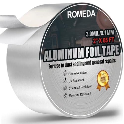 Aluminum Foil Tape, 2 inch x 65 Feet (3.9 mil), Insulation Adhesive Metal High Temperature Heavy Duty HVAC Tape, Silver for Ductwork, Dryer Vent, HVAC - Image 1