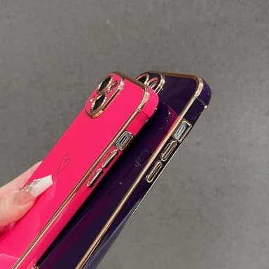 ZTOFERA Designed for iPhone 15 Plus Case 6.7 inch,Cute Plating Edge Love Hearts Pattern with Camera Lens Protection Phone Cover for Girls Women,Hot Pink - Image 8