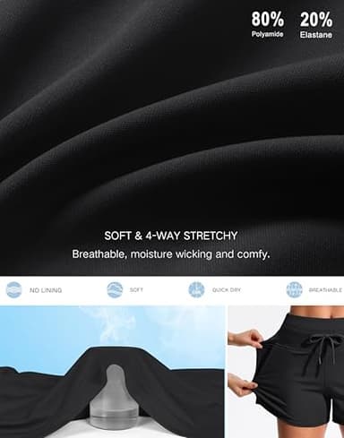 Soothfeel Women's Athletic Running Shorts with Pockets 3.5" Quick Dry High Waisted Workout Active Gym Shorts for Women Black L - Image 5