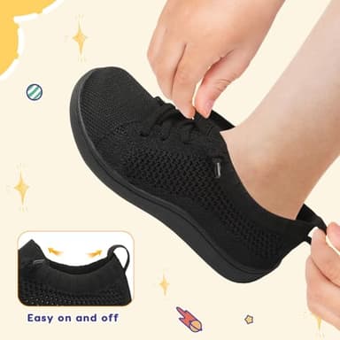 LeIsfIt Toddler Shoes Girls Boys Wide Shoes Kids Zero Drop Minimalist Sneakers Barefoot Slip on Tennis Sneakers Black 6 Toddler - Image 4
