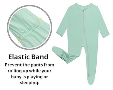 GUISBY Baby Footed Pajamas with Mittens, rayon made from bamboo Long Sleeve with 2 Way Zipper Sleepers 3-pack 0-3 Months - Image 3